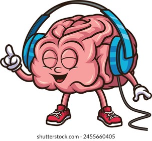 Brain with headphones vector illustration