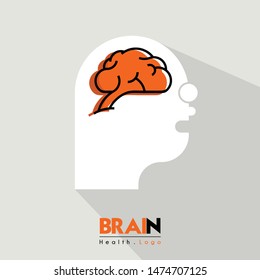 Brain and health cartoon icon logo seen from the side with head people