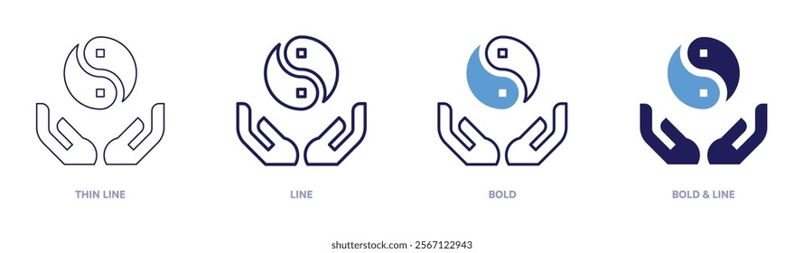 Brain health icon in 4 different styles. Thin Line, Line, Bold, and Bold Line. Duotone style. Editable stroke.