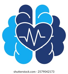 Brain health Icon - Dual Tone Style - Brain Theme