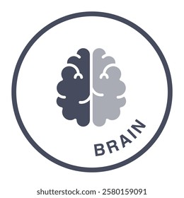 Brain Health Icon, Neurology, Cognitive Function Symbol