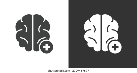 Icono de Salud Cerebral. Icono de la serie de glifos sólidos