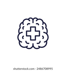 brain health line icon on white