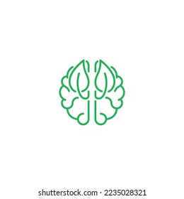 Brain health, nature brain, positive mind, eco. Vector logo icon template