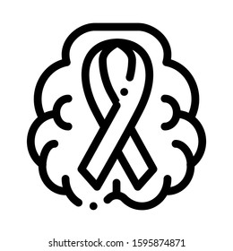 Brain And Health Ribbon Icon Vector. Outline Brain And Health Ribbon Sign. Isolated Contour Symbol Illustration