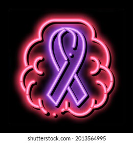 Brain And Health Ribbon neon light sign vector. Glowing bright icon Brain And Health Ribbon sign. transparent symbol illustration