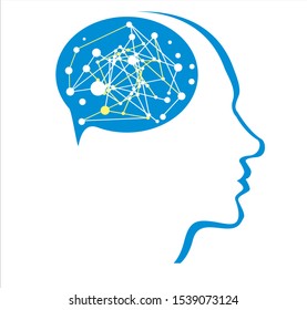 Brain health. Silhouette of a human head, perception of the world, a symbol of human thinking