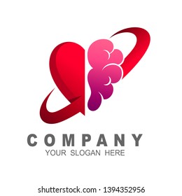 Brain healthy and anatomy logo vector, abstract brain logo, love and brain icon