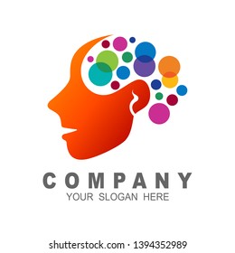 Brain healthy and anatomy logo vector, abstract brain logo, colorful  brain logo illustration, babble icon