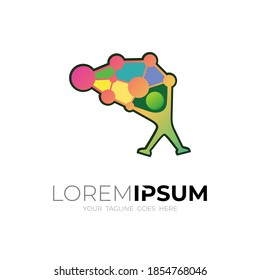 Brain healthy and anatomy logo vector, abstract brain logo, colorful  brain logo illustration, babble icon