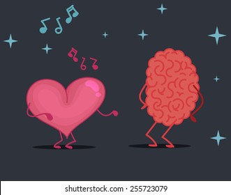 Brain & heart characters dancing