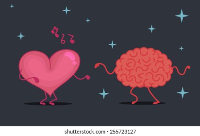 Brain & heart characters dancing