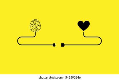 Brain And Heart Concept  Icon Vector.