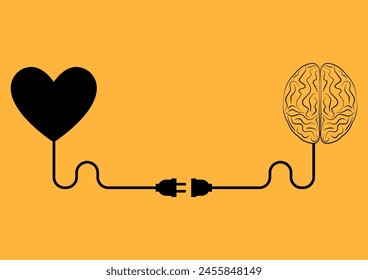 Brain and Heart Concept. Vector Illustration. 