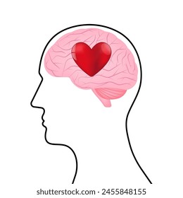 Brain and Heart Concept. Vector Illustration. 