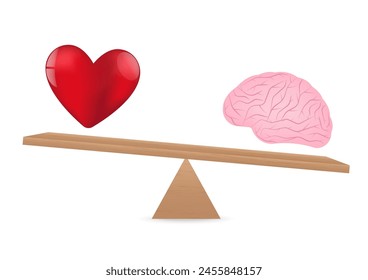 Brain and Heart Concept. Vector Illustration. 