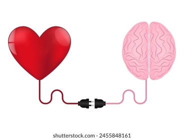 Brain and Heart Concept. Vector Illustration. 