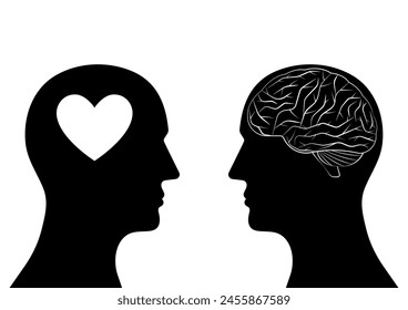 Brain and Heart Concept. Vector Illustration. 