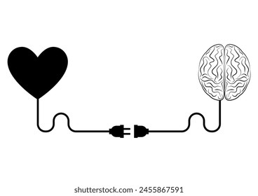 Brain and Heart Concept. Vector Illustration. 