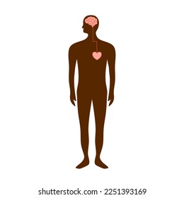 Brain and heart connection concept. Connection between logic and emotion idea vector illustration.