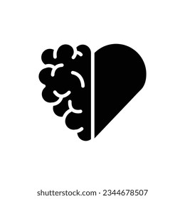 Brain Heart Filled Icon Vector Illustration