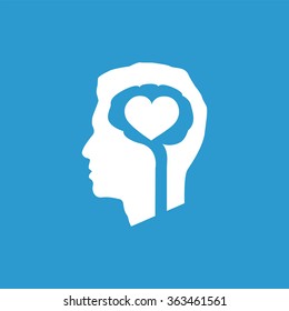 brain heart icon, on blue background