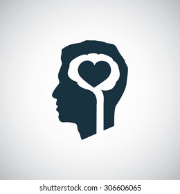 brain heart icon, on white background