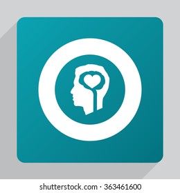 brain heart icon, on white background