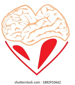 Brain and heart icon. vector