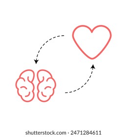 Brain and heart icons. Body-Mind Connection concept.