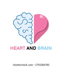 Brain and Heart Icons, Relationship Concept, Emotional and Thought.