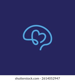 Brain and Heart Line Art Logo for Therapy, Mental Health, Nero science