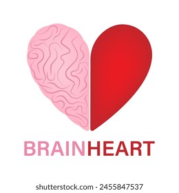 Brain and Heart Logo Symbol. Vector Illustration. 