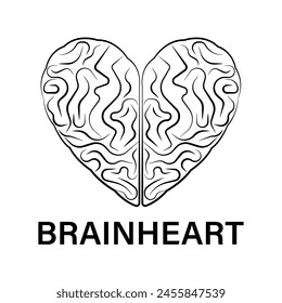 Brain and Heart Logo Symbol. Vector Illustration. 