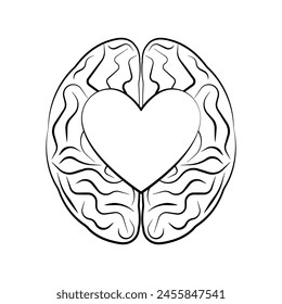 Símbolo del logotipo del cerebro y del corazón. Ilustración vectorial. 