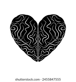 Símbolo del logotipo del cerebro y del corazón. Ilustración vectorial. 