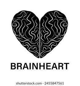 Brain and Heart Logo Symbol. Vector Illustration. 