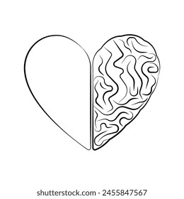 Brain and Heart Logo Symbol. Vector Illustration. 