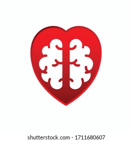 Brain Heart Logo Vector Template