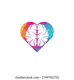 Brain heart shape concept logo design. Brainstorm power thinking brain Logotype icon