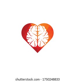Diseño del logo del concepto de forma de corazón cerebral. Pensamiento de la potencia de la lluvia de ideas cerebro Icono del logotipo