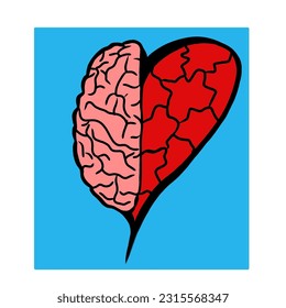 the brain and heart vector design that becomes one is very suitable for leaflets and paintings for motivation