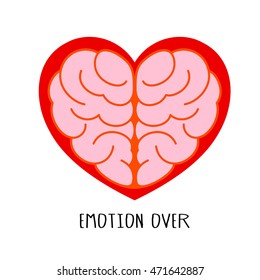 brain and heart, vector illustration isolated on white background.