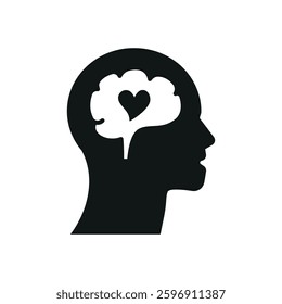 Brain with heart World Health Day icon represents the balance of mental and emotional well-being, perfect for health awareness designs, wellness campaigns, and medical illustrations.