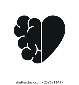 Brain with heart World Health Day icon represents the balance of mental and emotional well-being, perfect for health awareness designs, wellness campaigns, and medical illustrations.
