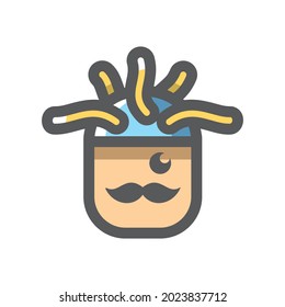 Casco cerebral Hombres Icono vector Ilustración de dibujos animados
