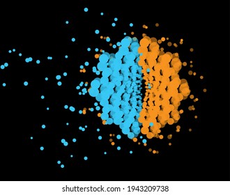 Plantilla de logotipo del hemisferio cerebro. Pérdida de neuronas cerebrales, daño cerebral, icono abstracto. El hemisferio izquierdo y derecho hemisferio vectorial para la medicina y la ciencia gráfica. Ilustración vectorial.