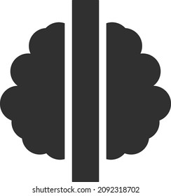 Brain hemispheres vector icon on a white background. An isolated flat icon illustration of brain hemispheres.