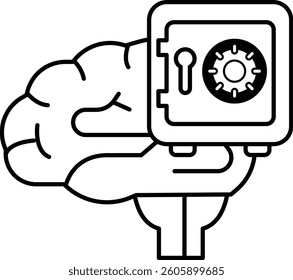 A brain is holding a key to a safe