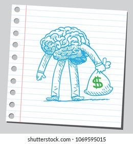 Brain holding money bag